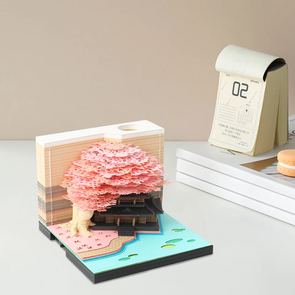 3D Desk Calendar 2025 Tear-Away 3D Paper Art Notepad Decorative Paper Carving Calendar Memo Pad Calendar for Desktop Decoration