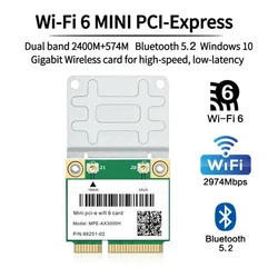 Wifi 6 dual band 3000mbps MPE-AX3000H sem fio meia mini pci-e wifi cartão de 5.0 bluetooth 802.11ax/ac 2.4ghz 5ghz adaptador laptop