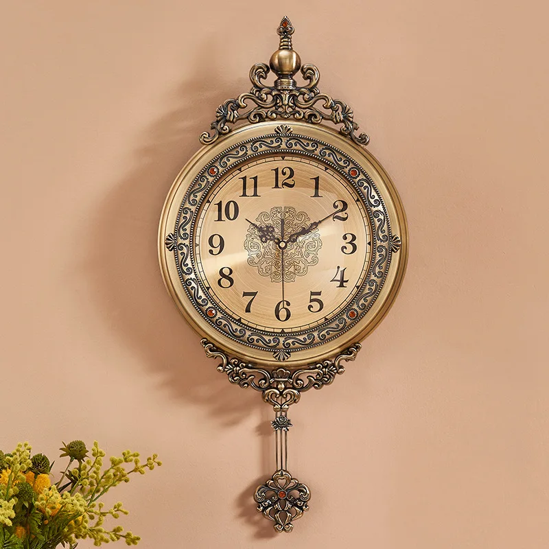 Metal European clock wall clock living room home fashion personality creative simple Nordic American retro pocket watch