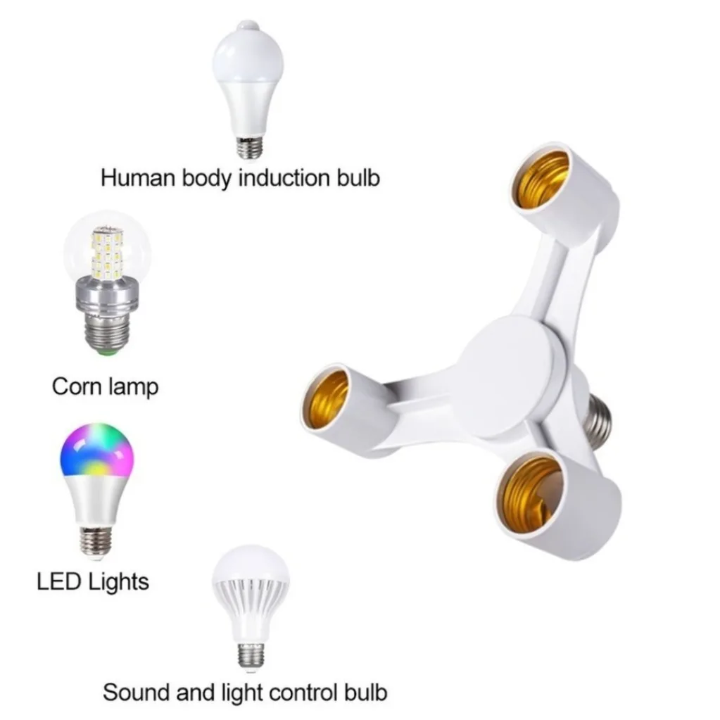 3 In 1 E27 to 3 E27 Lamp Holder Converters Expand LED Lamp Bulbs Socket 1 to 3 Splitter Adapter Bulb Bracket For E27 Light Bulb