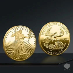 Statue of Liberty Souvenir Coin Collection Metal Three Dimensional Relief Commemorative Medal Emblem