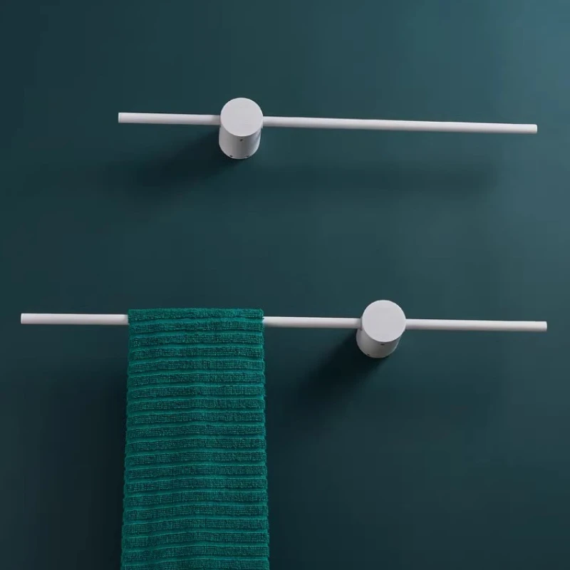 All-copper White Towel Bar, Simple Word Can Move Towel Rack, Bathroom Storage Rack