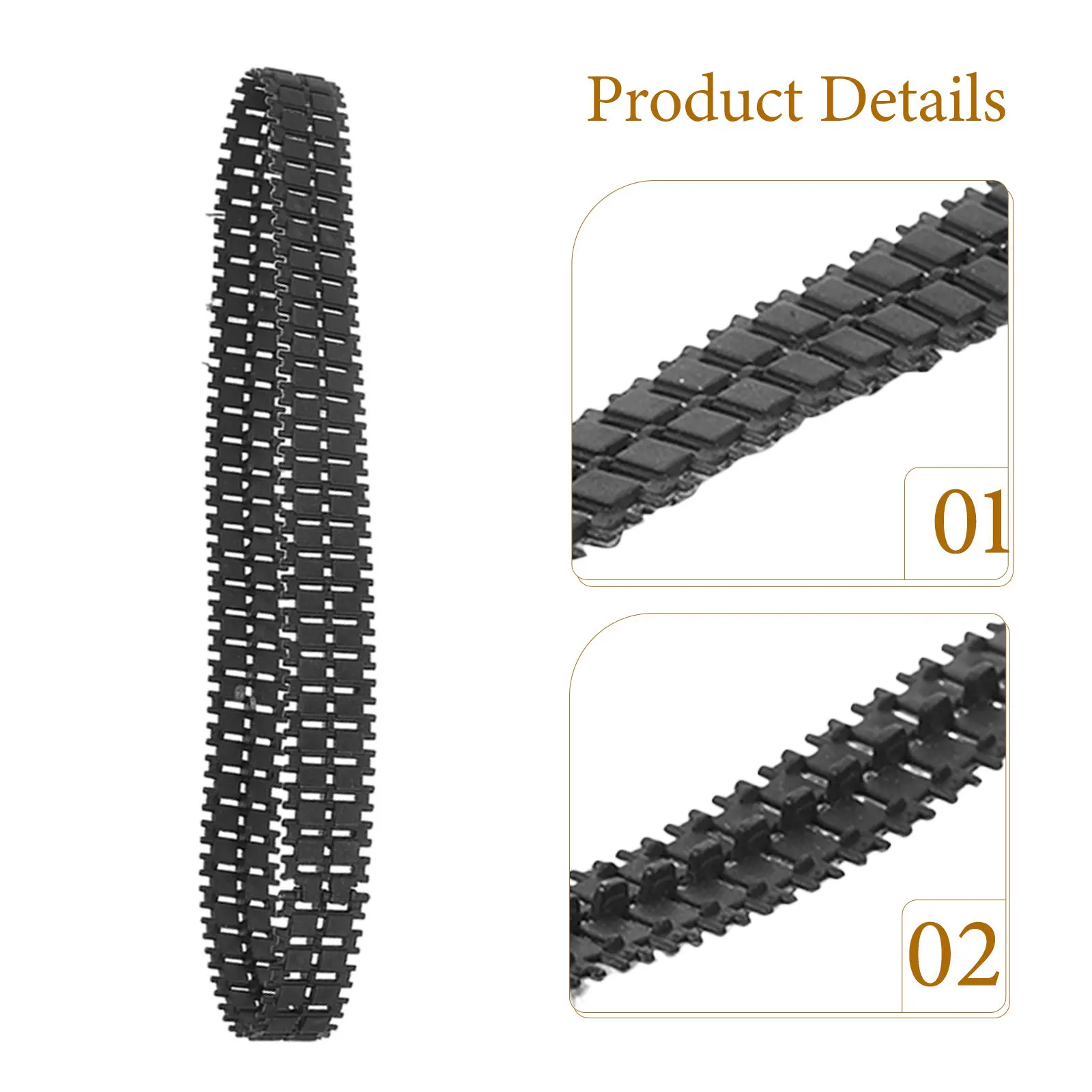 10Pcs Black Rubber Rc Tank Tracks Flexible Anti-Slip Replacement for Robot Car Track DIY Upgrade Assembly Parts