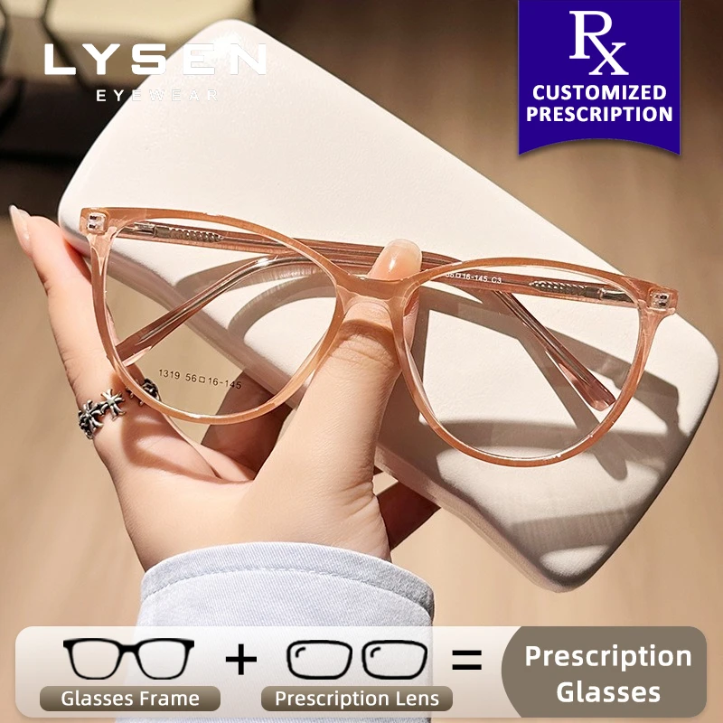 

LYSEN Cat Eye Myopia Prescription Reading Glasses Anti Blue Light Photochromic Eyeglasses Lady Glasses with Progressive Lenses