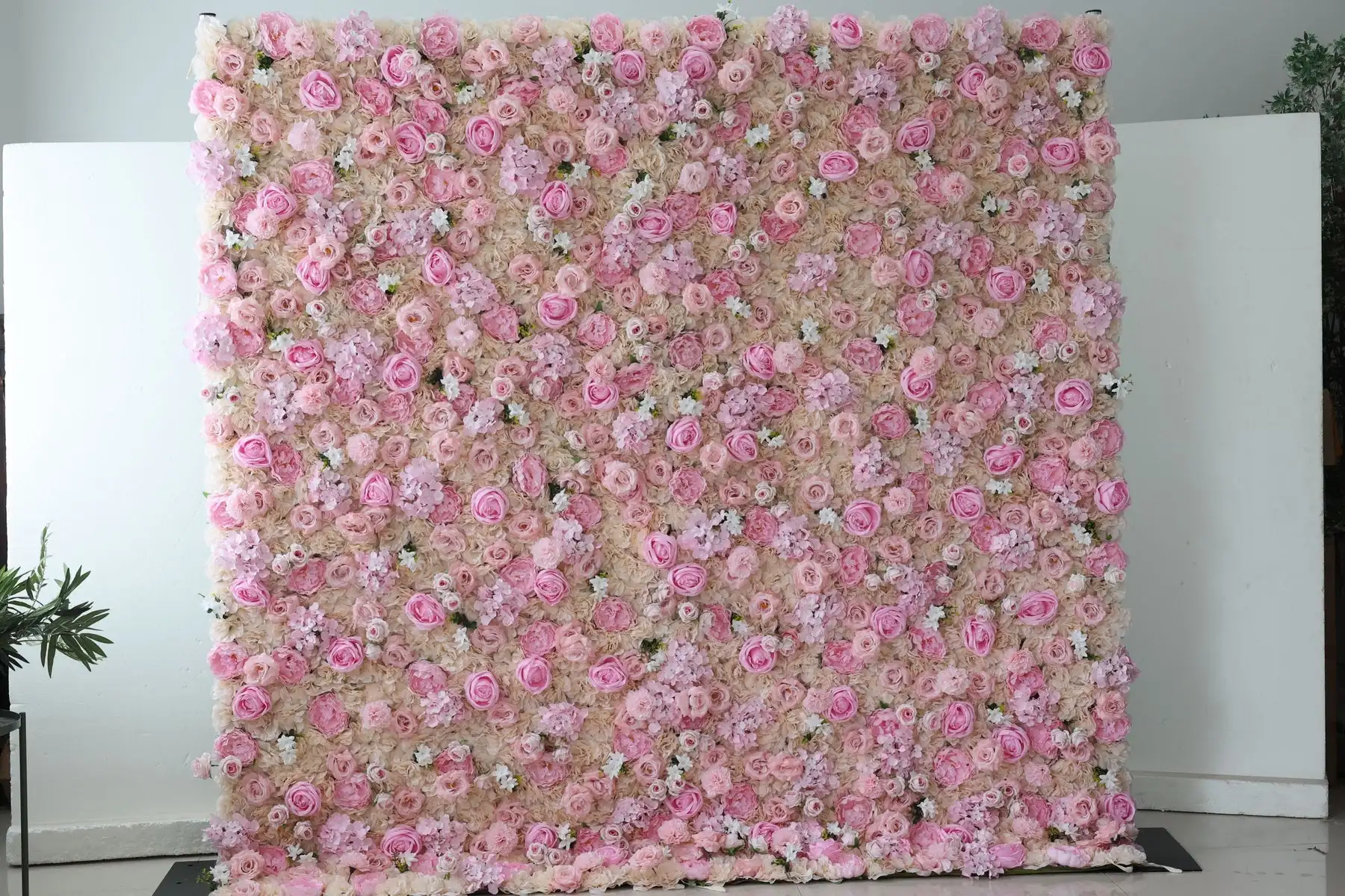 

3D pink series Champagne rose flower wall Roll Up Cloth Base Flower Wall Outdoor Wedding Backdrop Floral Arrangement Party Event