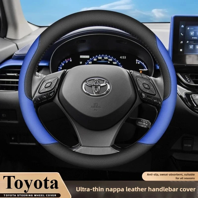 Leather Car Steering Wheel Cover for Toyota Corolla Cross Highlander Chr Rav4 Crown Agya Cruiser Yaris Camry Auto Accessories