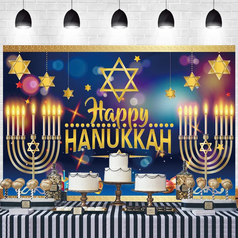 Hanukkah Background Candlestick Menorah Candle Jewish Party Decorations Judaism hanouka Photography Backdrop Banner Hanukkiah