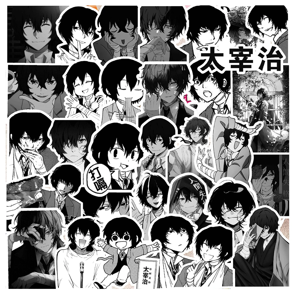 

10/30/73pcs Anime Bungo Stray Dogs Black White Stickers Decals DIY Laptop Guitar Suitcase Car Cool Cartoon Sticker for Kid Gifts