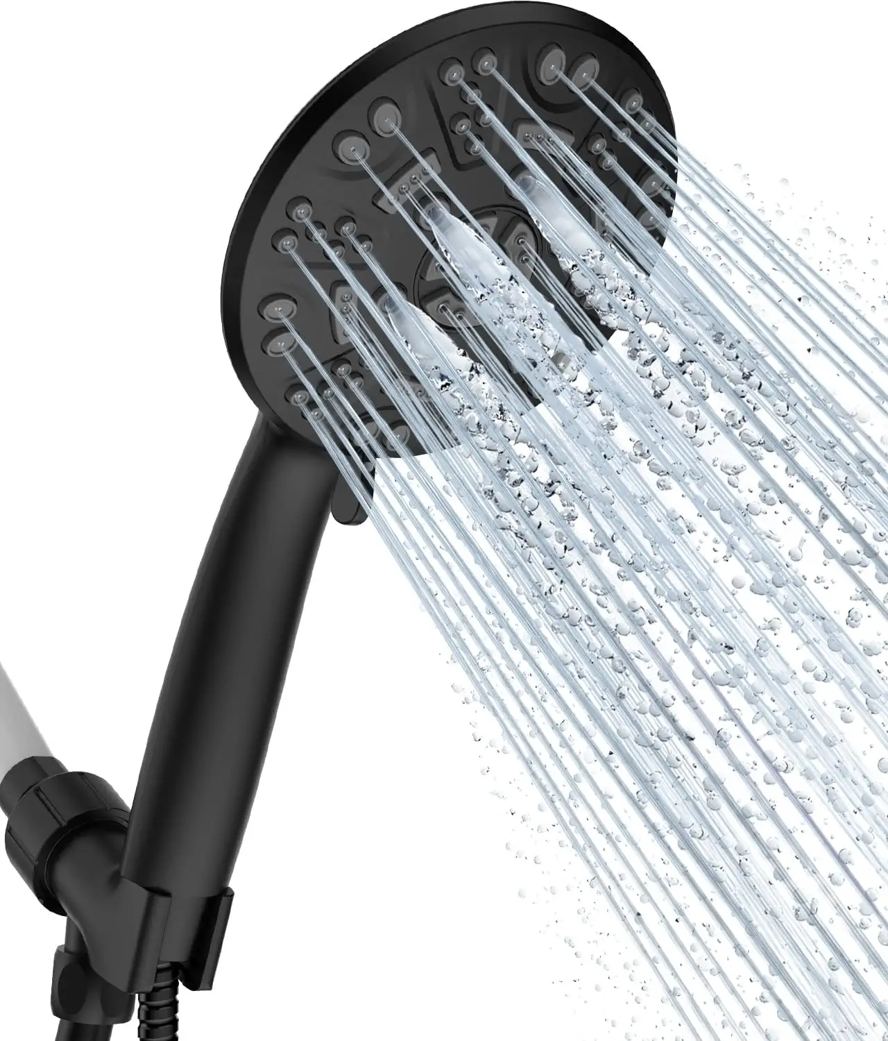

Handheld Shower Head Set with 8 Settings, Detachable Showerhead with 5ft Stainless Steel Hose and Brass Swivel Bracket, Matte
