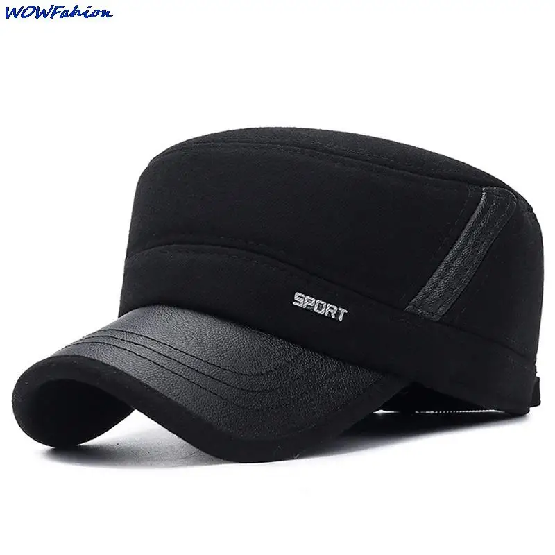 Winter Men's Ears Protected SPORT Patchwork Baseball Cap Women Thick Flat Snapback Sunhat Hip Hop Baseball Hat Casquette