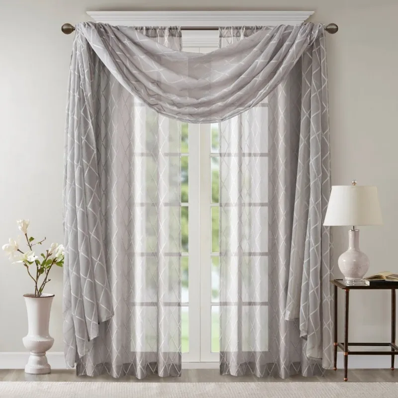 

Diamond Sheer Embroidered Window Scarf