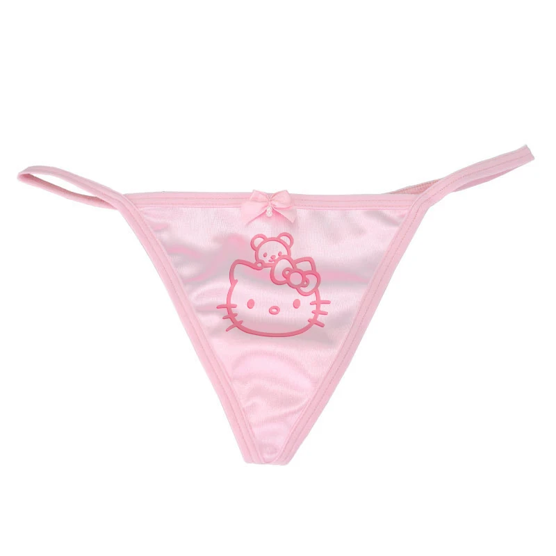 Anime Couple Underwear Hello Kitty Cute Thong Sexy Seamless Pearl Bow Low Waisted Pure Cotton Crotch Pants for Women Accessories