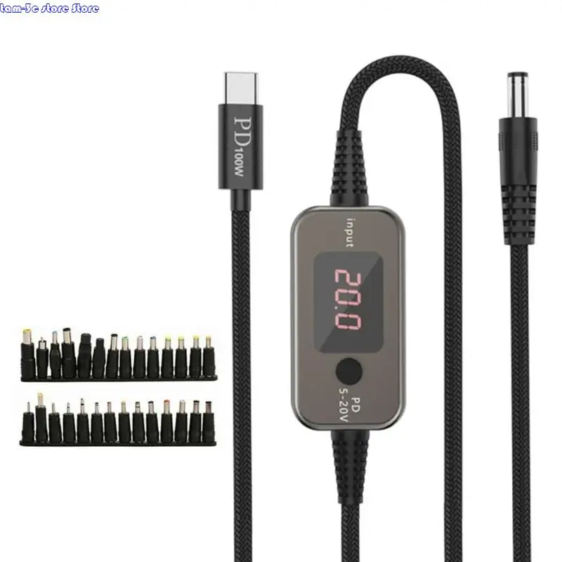 

D0UA Multiple Voltages Type C To DC5525 Charging Cable Cord Compatibles Modems Notebook And 5A Powerful Devices