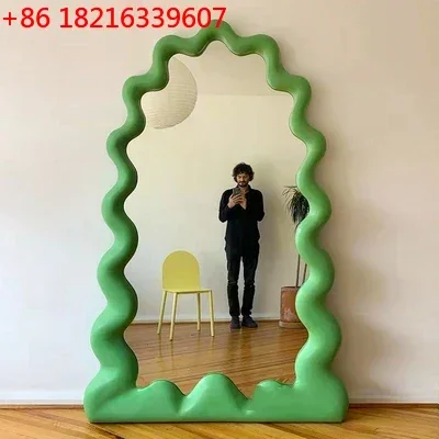 YAO YAO -Wave full-length dressing mirror home retro wall-mounted Nordic fitting mirror light luxury clothing store full-length