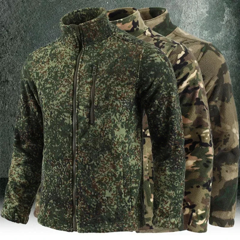 

Zipper Jacket Men Double-sided Polar Fleece Warm Coat Hunting Stand-up Collar Tactical Training Liner Cardigan Tops