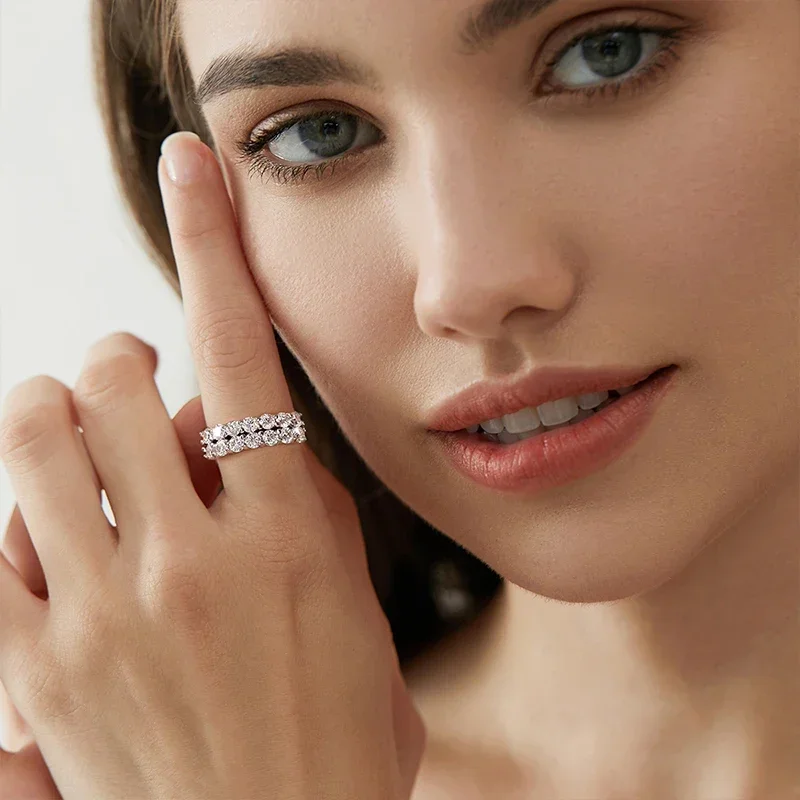 DWJ 1.4ct Real Moissanite Diamond Eternity Ring for Women 925 Sterling Silver Daily Party Gorgeous High Quality Fine Jewelry view 5