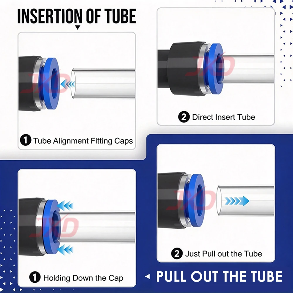 Pneumatic Push to Connect One Touch Fitting Air Hose Quick Connector Straight Tee Y Shape Reducing Plastic PU Tube Union