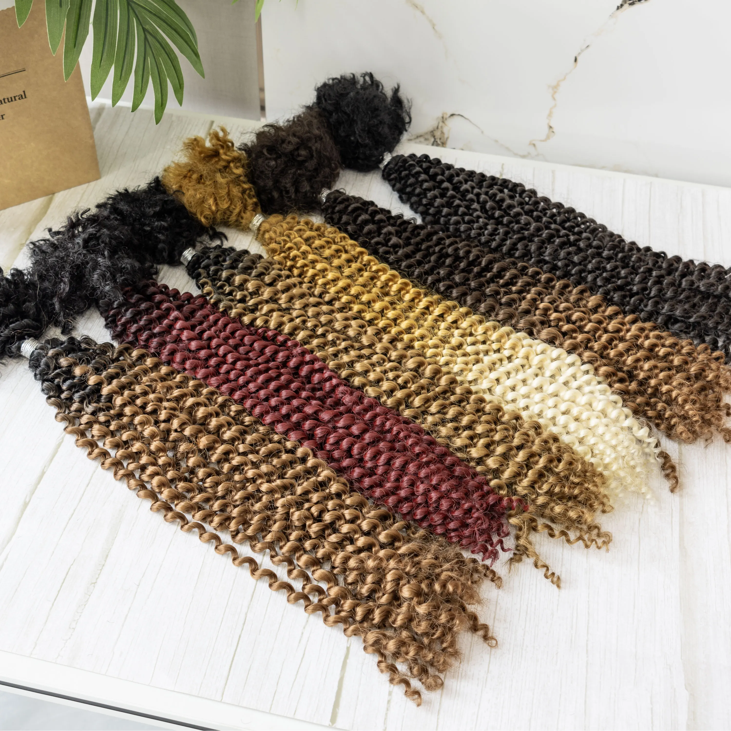 #T1B-30 Soft Synthetic Blend Hair Bundles No Weft Vibrant Color Retention Remy Blend Bulk Hair