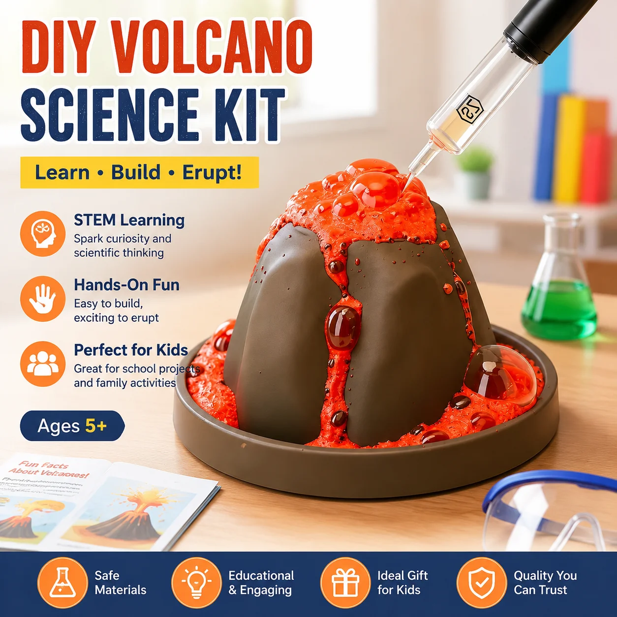 Volcano Kit Eruption - Kit de experimentos científicos STEM para
