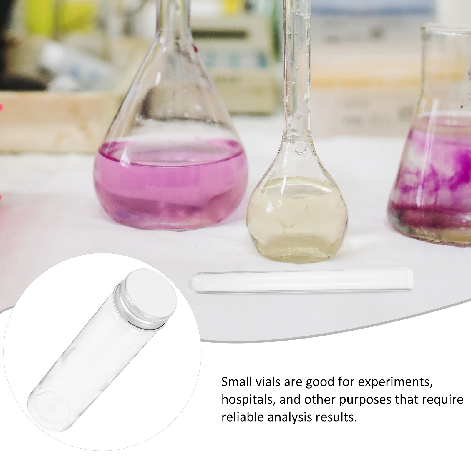 

16pcs Plastic Test Tubes Screw Caps 110Ml Clear Small Vials For Liquid Powder Sampling Storage Laboratory Experiments