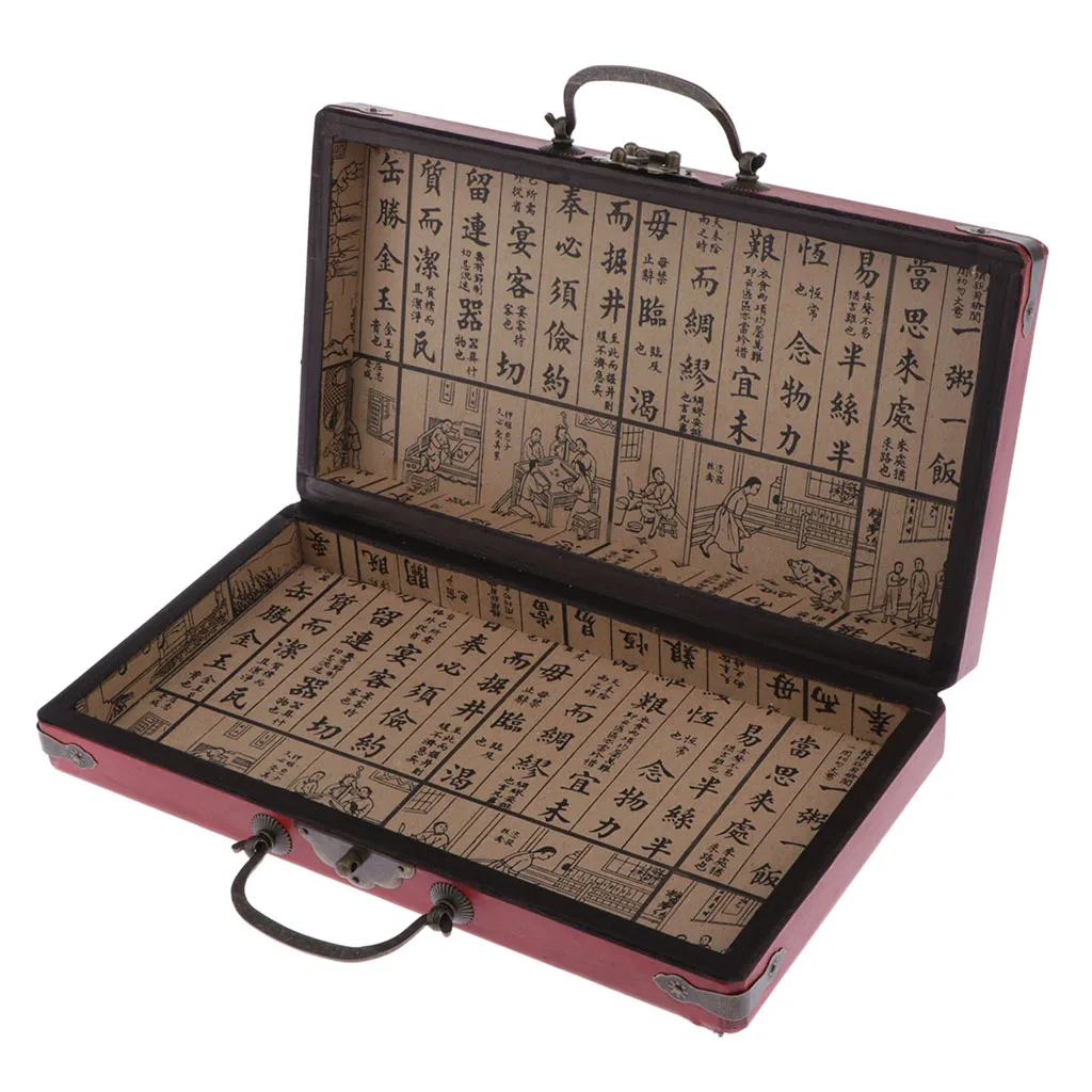 Wood Desktop Organizer Storage Box, Vintage Chinese Style Dragon Pattern Box for