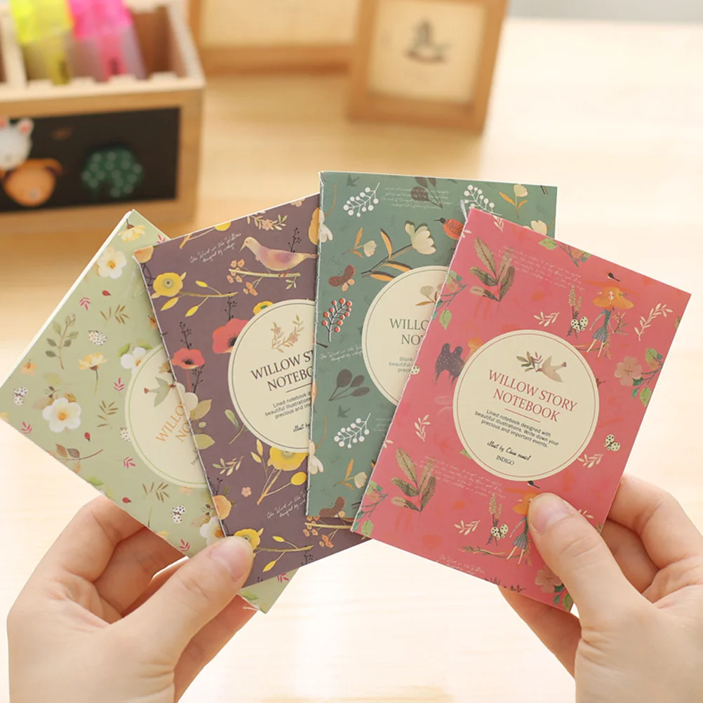 24 Pcs Flowers and Birds Color Pocket Book 24pcs Small Notepad Graffiti Stationery Gift Notebooks Mini for Carry Travel