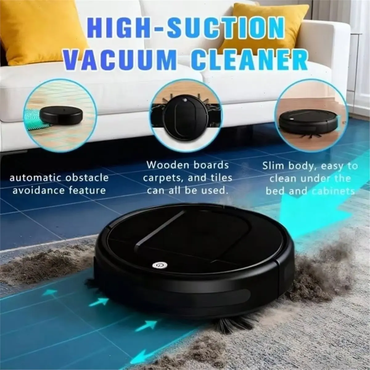update. Electric Sweeper Intelligent No-Wash Sweeping Low Noise Strong Suction for Pet Hair Towing Machine Cleaning Tools White