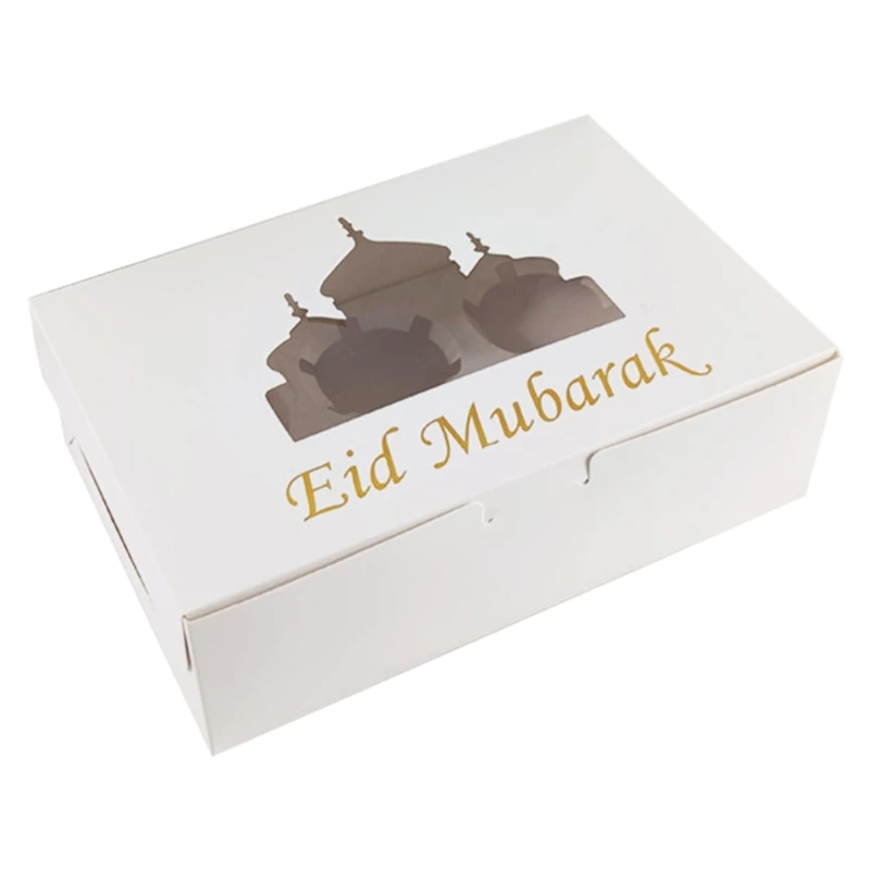 Eid Mubarak Cupcake Box Multifunction Foldable Gift Packaging Box Organizers for Candy Chocolate Biscuits Packaging Dropshipping