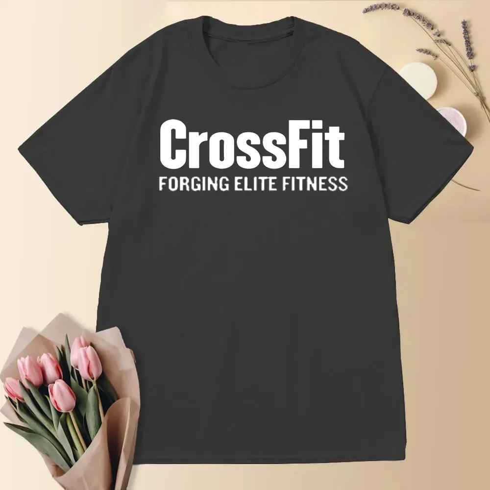 Summer New Crossfit Announced The Most Suitable Men\'s Black Short Sleeve Print T-shirt Cool Street Tshirt Single Item for Sale