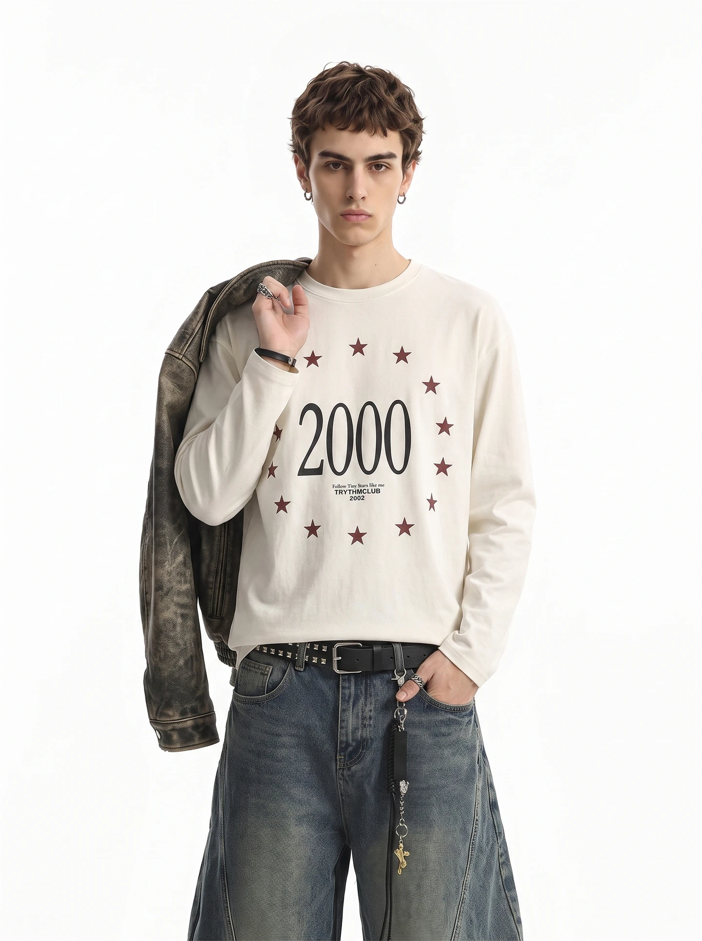 BETEBULE American Style Streetwear Long Sleeve T-Shirt Men's Casual Versatile Base Layer Top Digital Print Loose Fit Youth Trend