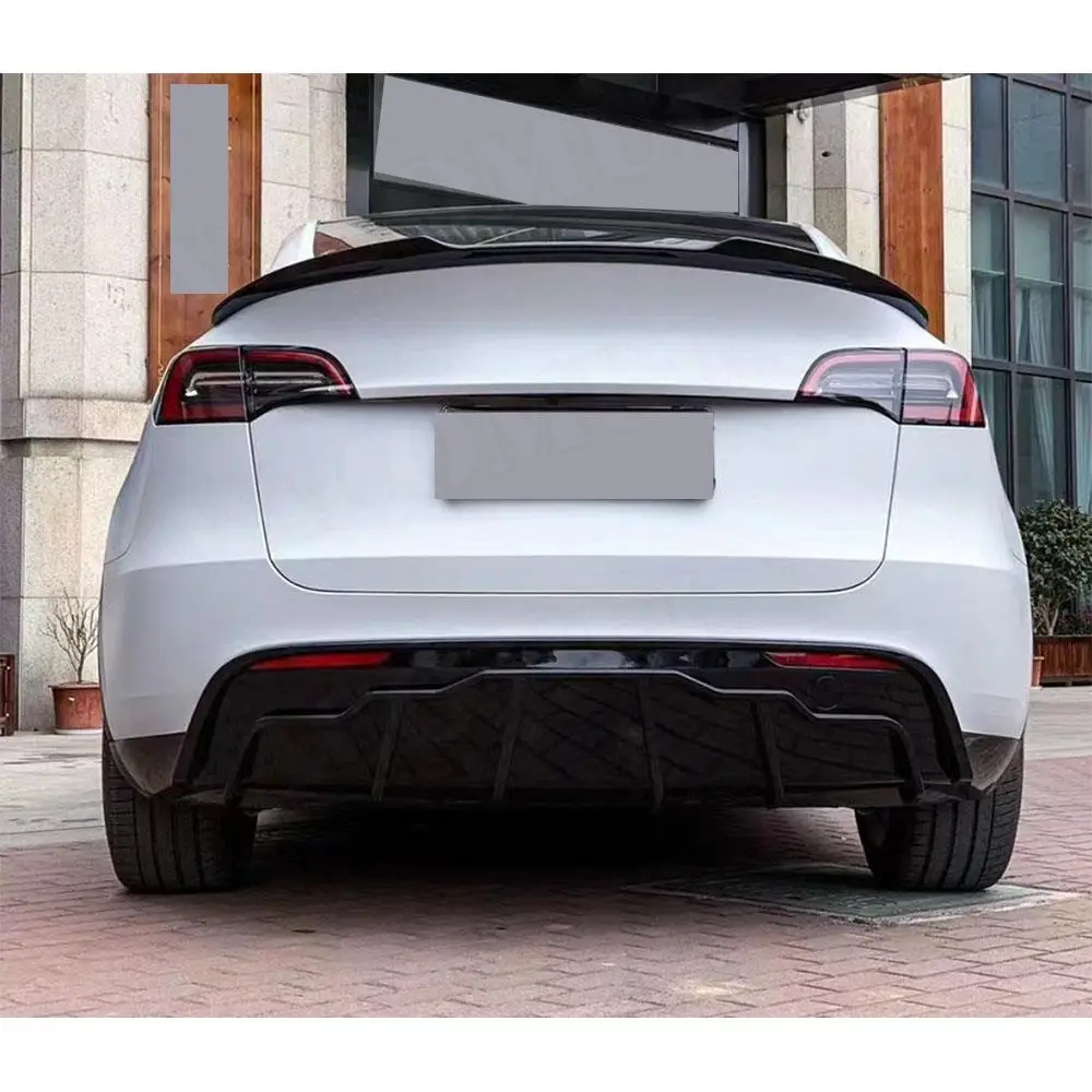 Carbon Fiber Rear Bumper Extension Lip Diffuser Spoiler Car Bodykits for Tesla Model Y 2021+ Rear Diffuser ABS