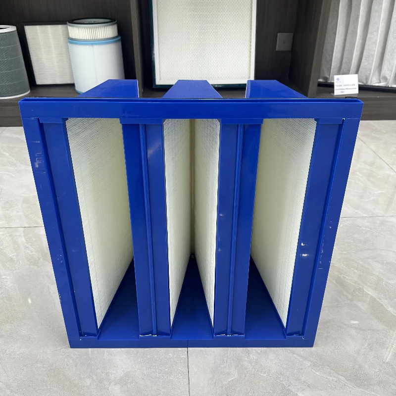 Compact filter air filter for gas turbines with V-type medium efficiency filter