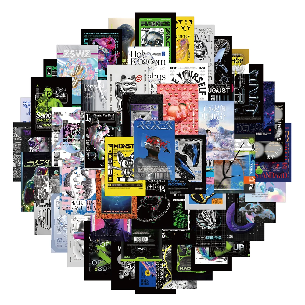10/30/60pcs Cool Psychedelic Acid Graphic Poster Stickers Cartoon Decoration Decal DIY Luggage Phone Stationery Graffiti Sticker