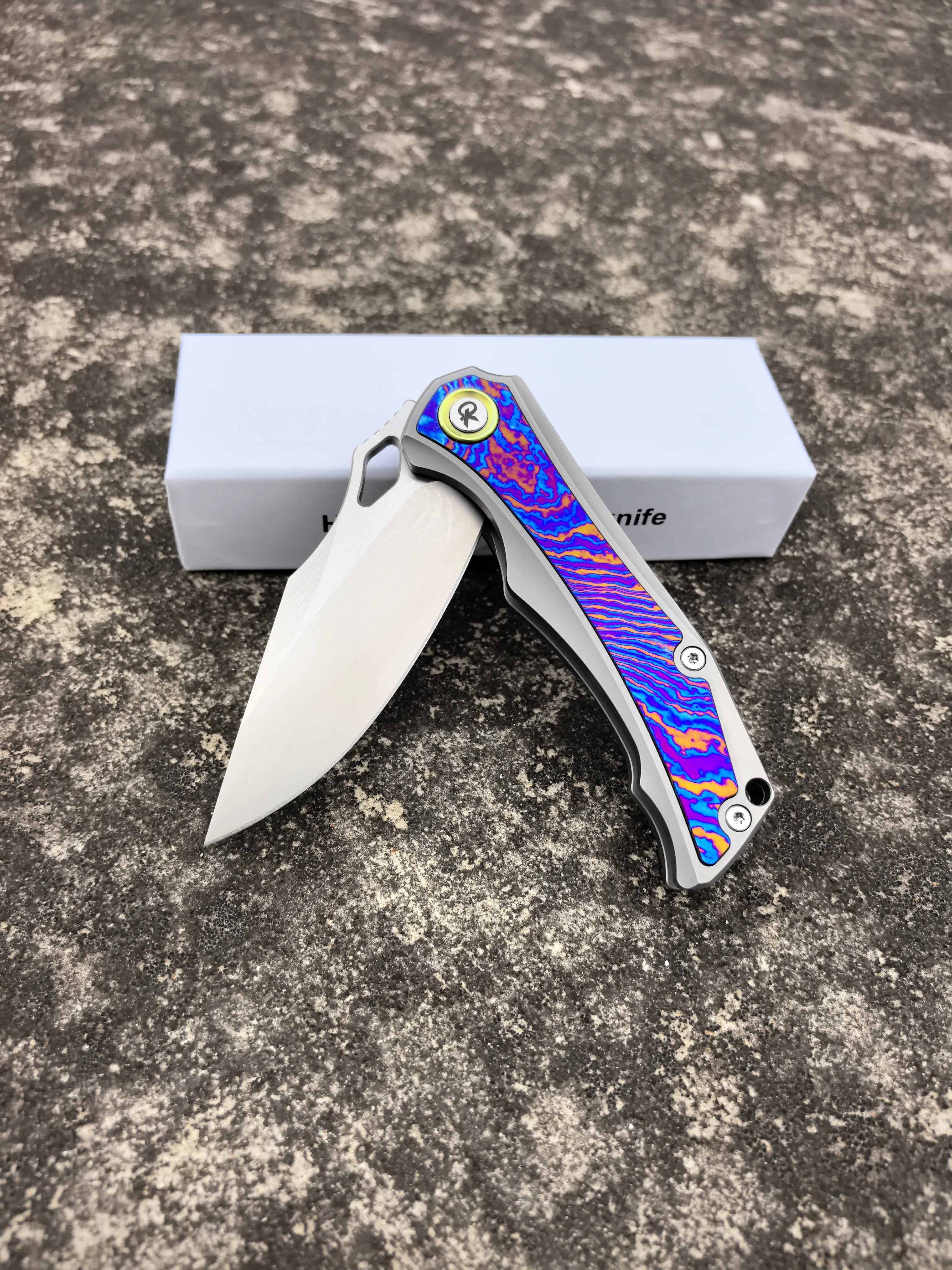 RIHE Original Design Folding Knife M390 Blade Titanium Alloy Handle Camping Hiking Kitchen Fruit Multi-functional EDC Tools