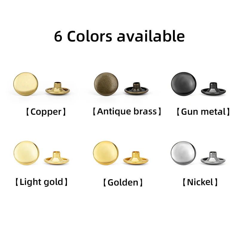 WUTA 100set 100% Brass Leather Rivet Double Cap Rivet Round Stud Spike Collision Nail Decorative Rivet For Clothes Bag Shoe Belt