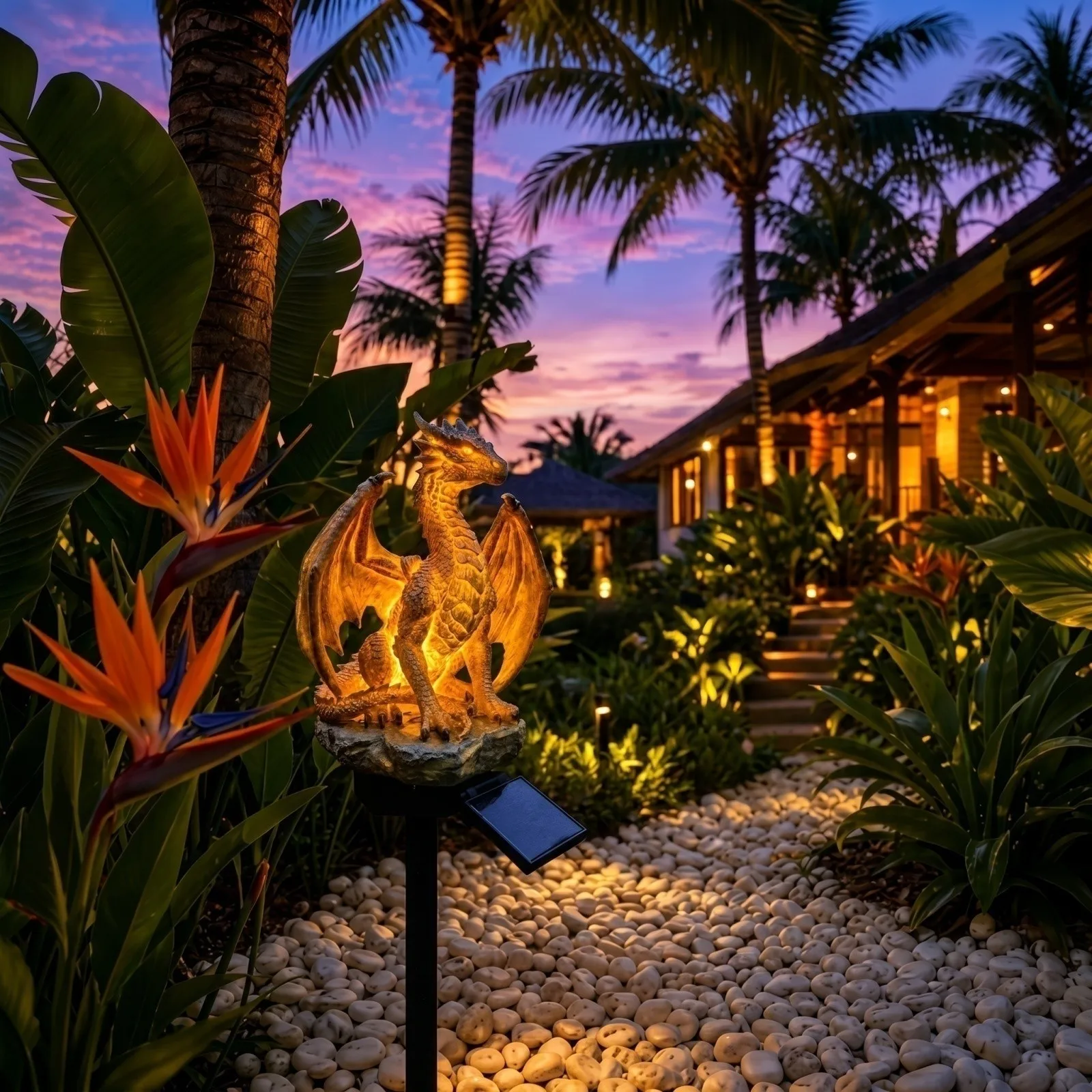 Solar Dragon-shape Garden Lamps Outdoor Garden Stake Lawns Ground Plug Decor Courtyards Landscaping Lawn Light