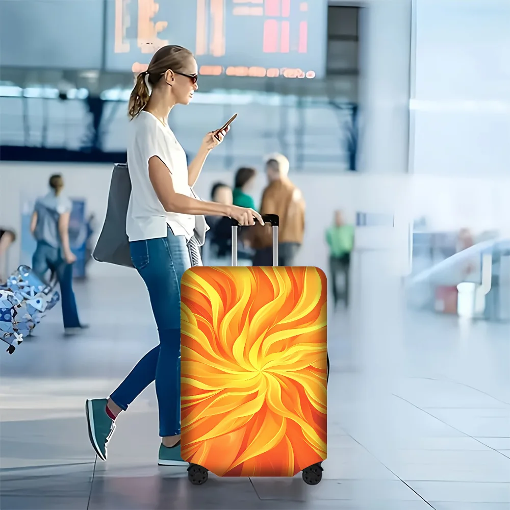 

1PC Vibrant abstract flame pattern luggage cover for luggage sizes 18 – 32 inches; dust and elastic travel accessories to eff