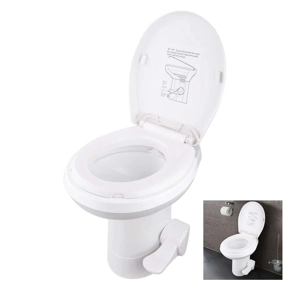 CHH-3702T Gravity Flush Toilet Foot Pedal Flush for Motorhome Caravan Travel US Warehouse