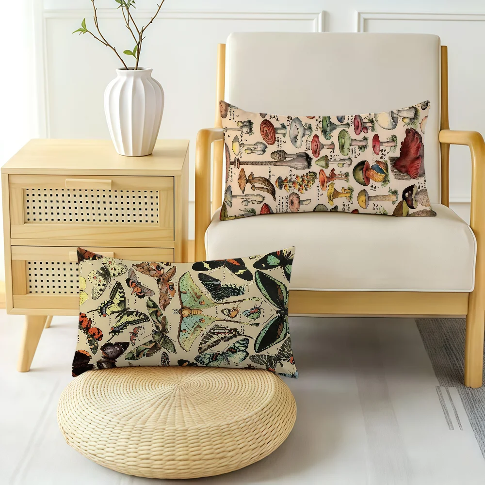 Vintage Mushroom Animal Art Painting cushion cover Hit Product Home Sofa living Room Double-sided Soft Decorative Pillow Cover