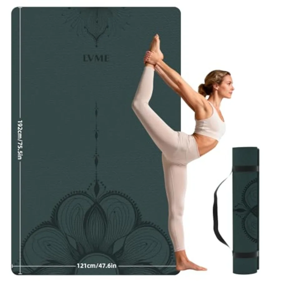 

Large Yoga Mat 75.5"x47.6"x0.4" Extra Wide and Thick 10mm, Non-Slip Exercise Mat, High-Density TPE Mat for Yoga Pilates and Hom