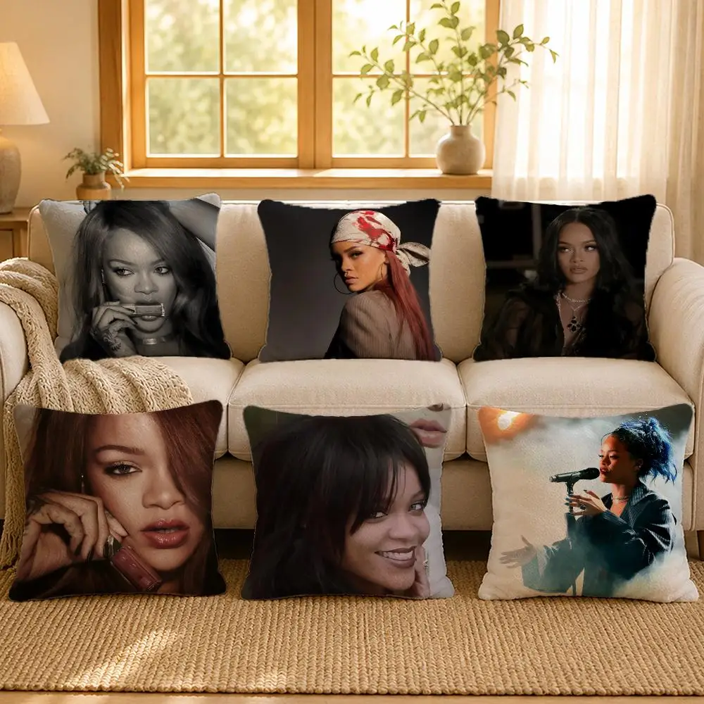 Singer Rihanna Fashion Icon Cushion Cover Personalized Short Plush Soft Bedroom Sofa Home Decor Gift