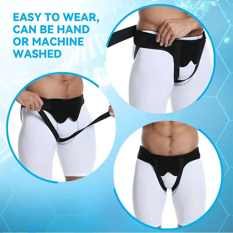 Hernia Belt Truss For Inguinal Hernia Support Brace Pain Relief Recovery Strap Breathable Belts + 2 Removable Compression Pads