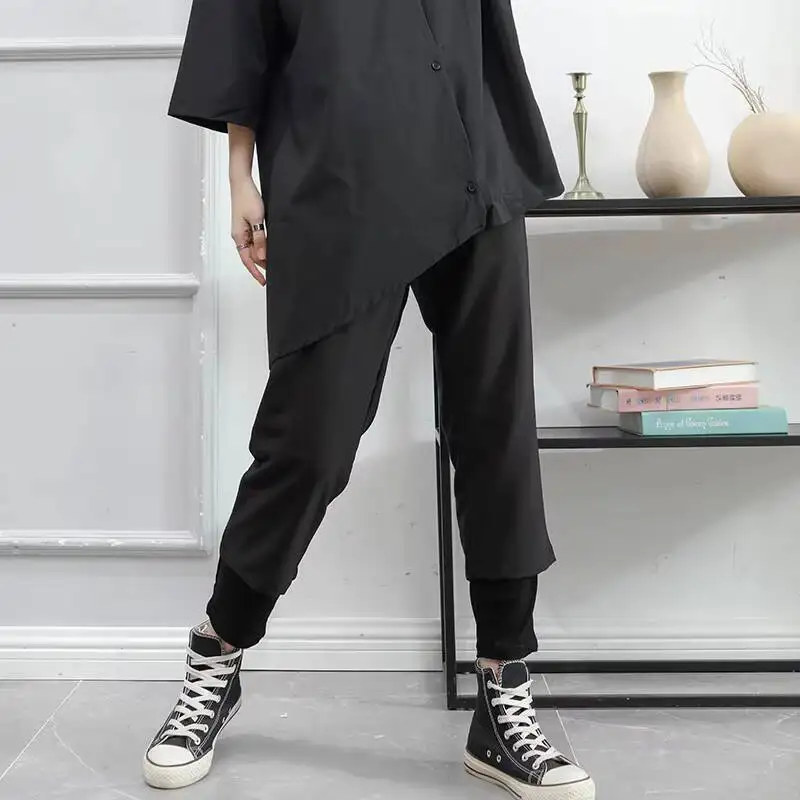 

Ladies Small Foot Pants Spring And Autumn New Yamamoto Style Classic Dark Loose Straight Legs Casual Large Size Harlan Pants