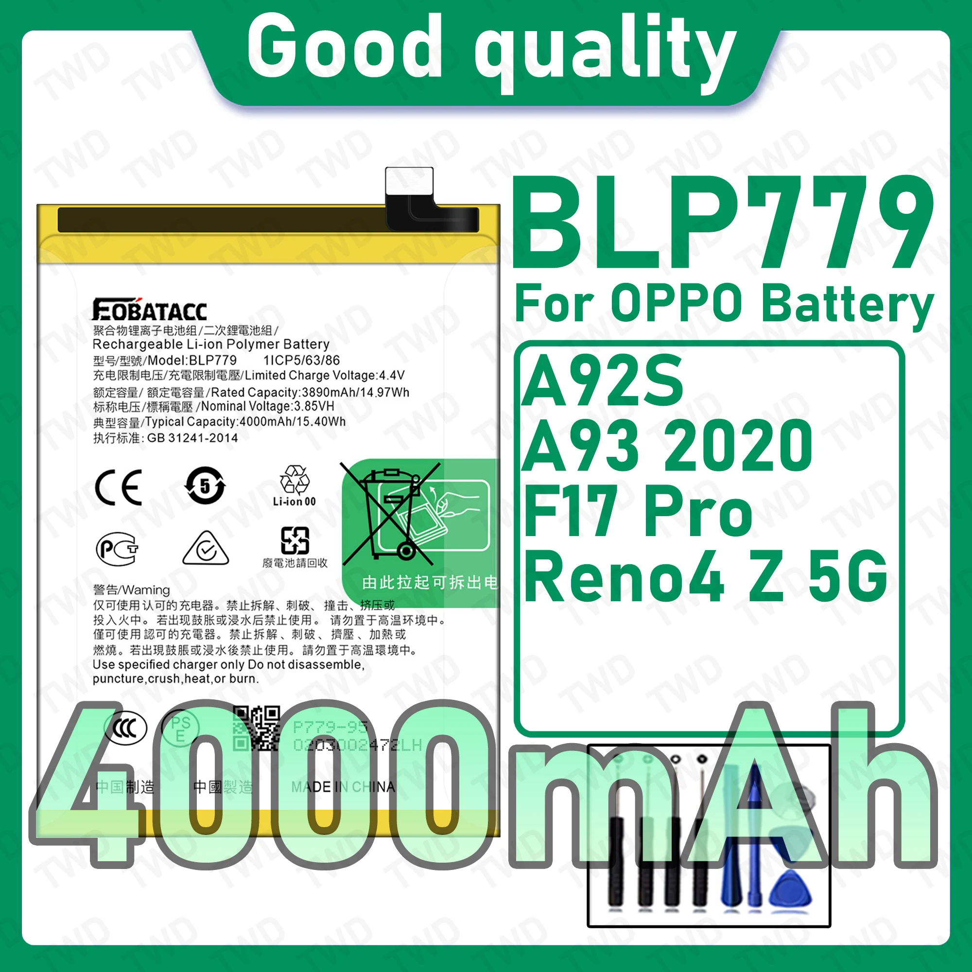 BLP779 Brand New High Capacity Rechargeable Li-ion Replacement Battery For OPPO A92S A93 2020 F17 Pro Reno4 Z Bateria+Free Tools