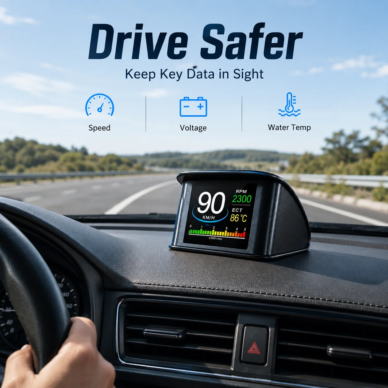 

AD P10 OBD2 Smart Meter Digital HUD Head Up Display For Car Speedometer Temperature RPM Mileage Guage Hud Car Diagnostic Tool