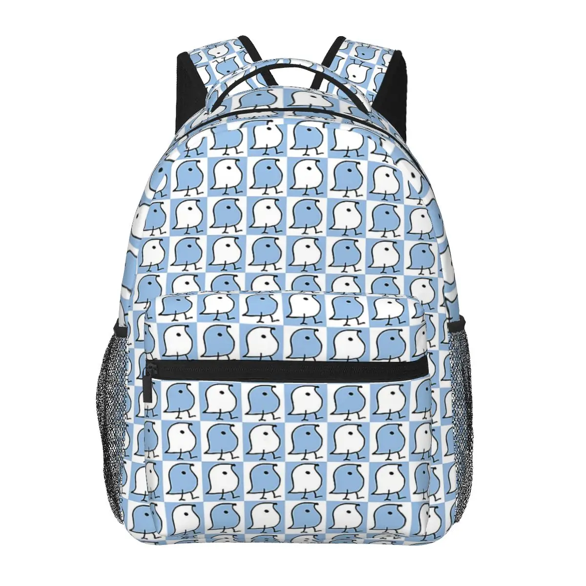 Back To School Blue And White Wugs Kawaii Cool Backpack School Boy Girl Travel Backpack