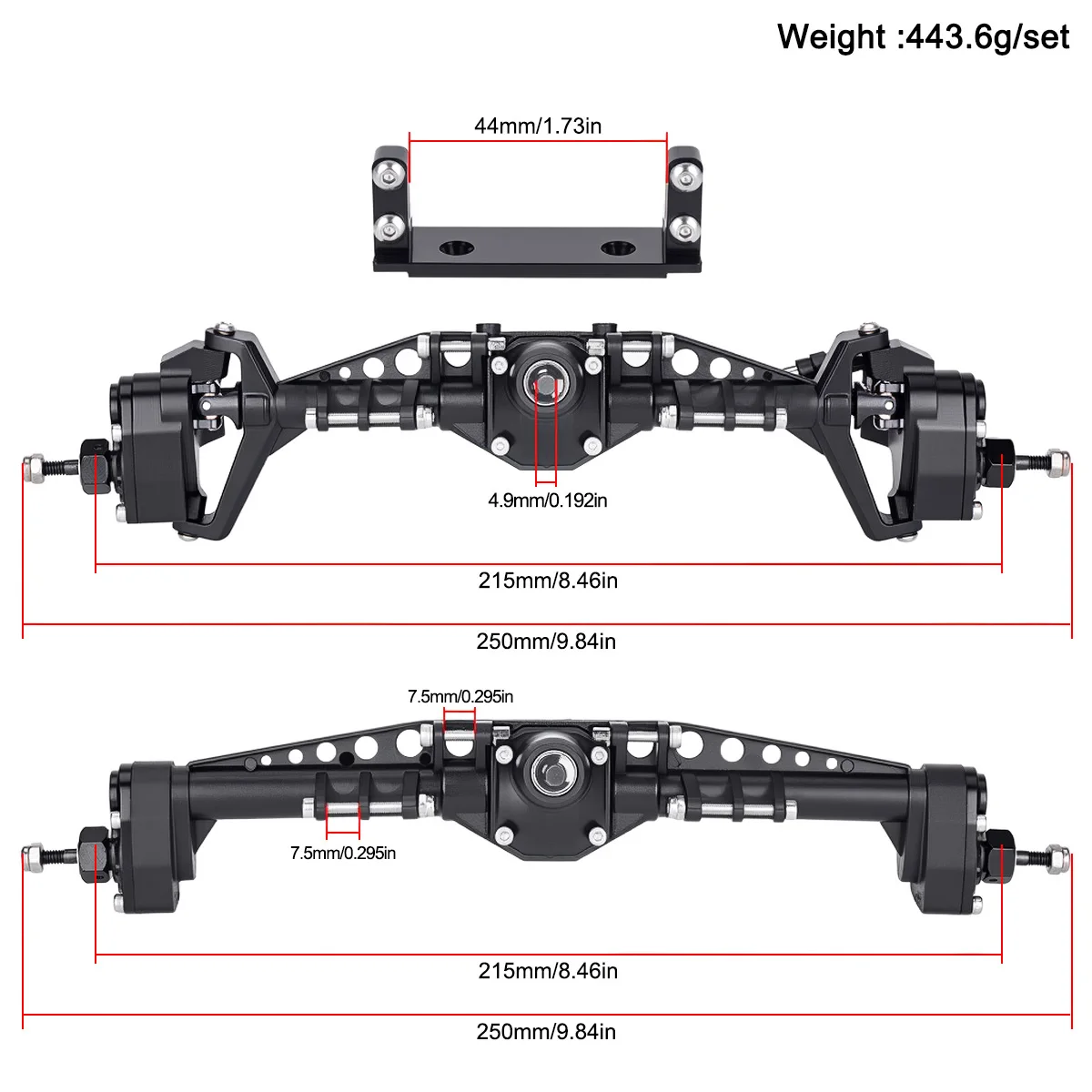 Front & Rear Portal Axle Set with Hardened Steel Gears for Axial 1/10 Capra 1.9 UTB Rock Crawler Upgrade Parts - view 2