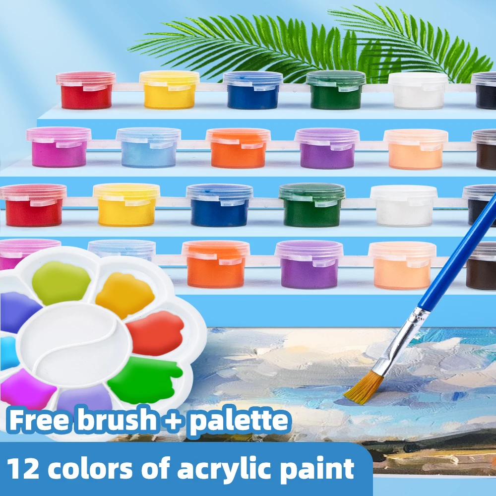 

Acrylic Pigment Set 3ml 12 Color Watercolor Painting Pigment Set Art Stone Ceramic Painting Color Paint With Built-In Brush