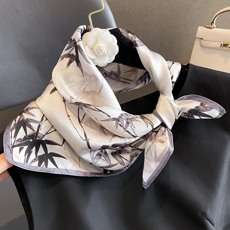 

100% Natural Silk Square Scarf for Women Small Bandana Hair Headscarf Pure Silk Scarves Shawls Print Square Neck Foulard Wraps