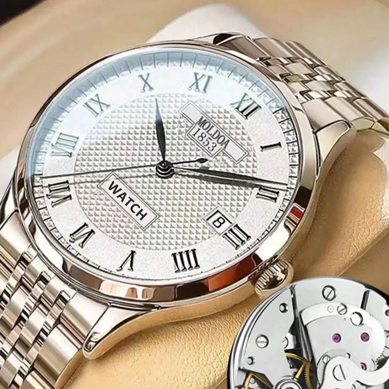 New men's watch with fashionable style, sunny, stable, mature, elegant temperament, calendar, and men's quartz watch